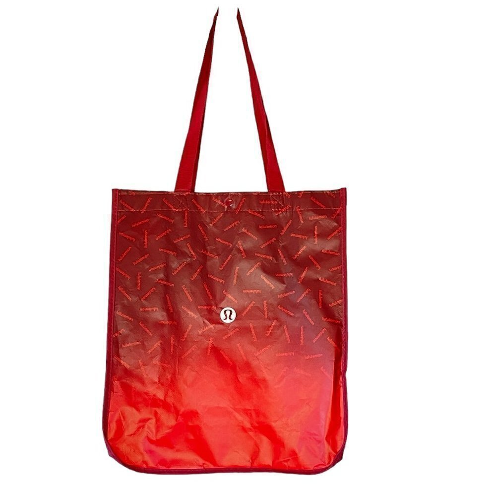 Lululemon Reusable Shopping Tote Bag with Snap Closure   Maroon Color   16 x 14
